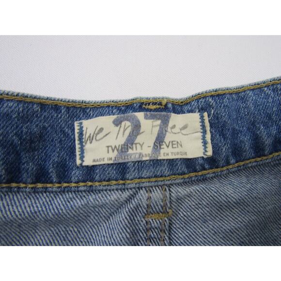 Free People Blue Distressed Denim Mini Skirt Womens 27" Indie Minimalist - Picture 5 of 10